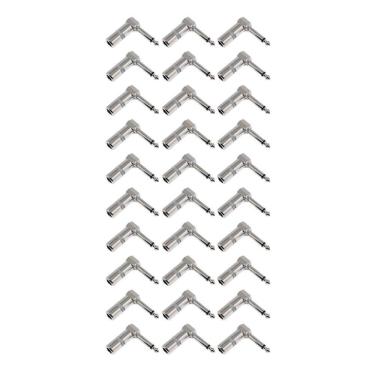 Imagem de Kit 30 Plugs P10 Macho Mono Em L Cromado 90º Profissional