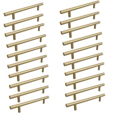 Imagem de Kit 20 Puxador Haste Dourado Em Inox Redondo 256mm - RENNA