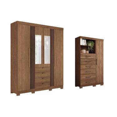 Imagem de Guarda Roupa +cômoda 2 Peças Qc275 Jatobá - Santos Andirá