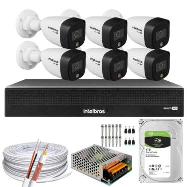 Imagem de Kit 6 Câmeras Intelbras Cftv 1080p Full Color Colorida Noite C/HD 1TB