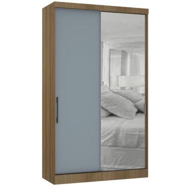 Imagem de Guarda Roupa Modulado 134,50cm 2 Portas De Correr Com Espelho Paris Avelã Pf Com Grey Sky Pf