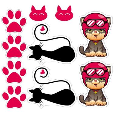 Imagem de Mini Kit Adesivo Para Capacete Patinha Rosa