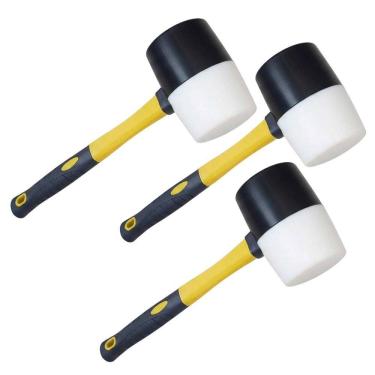 Imagem de Martelo Marreta Kit 3 Uni Borracha Ergonomico Assenta Piso Obra Reparos Marreta Ceramica Reparo Manutençao