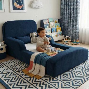 Imagem de Cama Montessoriana Solteiro Encanto Azul Marinho Keiko - Keiko Colchõe