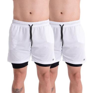 Imagem de 2 Shorts Academia Masculino 2em1 Dryfit com ProteçãoUV Bolso Oculto Be