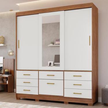 Imagem de Guarda-roupa Casal 4 Portas 7 Gavetas com Espelho e Pés 192cm 100% Mdf