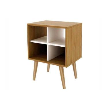 Imagem de Mesa Lateral p/ Sala E1720 c 4 Nichos Natural/Off White - Tecno Mobili