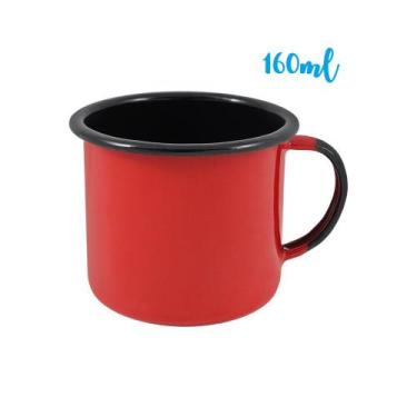 Imagem de Caneca Xícara Esmaltada Ágata 160ml Ewel Café Chá, Vermelho
