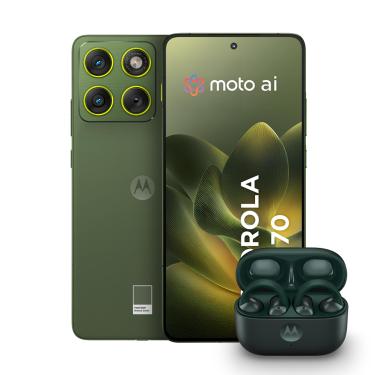 Imagem de Smartphone Motorola Edge 70 256GB 5G Verde + Fone Moto Buds Loop Bluetooth Verde
