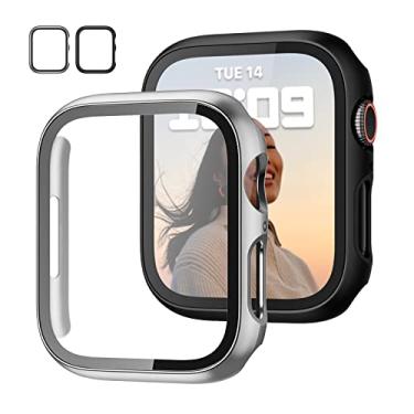 Imagem de Pacote com 2 capas com protetor de tela de vidro temperado para Apple Watch séries 9/8/7 de 45 mm, JZK Slim Guard Bumper Full Hard PC Capa protetora HD fina para Apple Watch 9/8/7 45 mm, acessórios