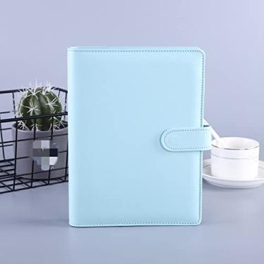 Imagem de A6/A5 PU Couro DIY Capa de Caderno Agenda Agenda Planner Capa Papel Papelaria Escolar, Azul, A6