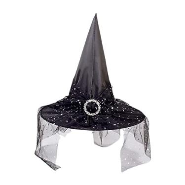 Imagem de Tingpai Chapéu de bruxa de dia das bruxas assustador chapéu de aba larga pontiagudo presente de dia das bruxas pa homens mulheres crianças fan a cosplay festa festa deco ção