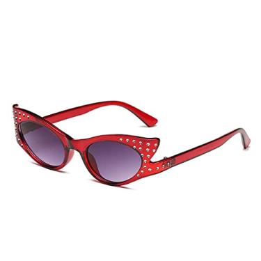 Imagem de Óculos de sol de olho de gato na moda, moda feminina banhada a diamante, armação pequena, óculos de lentes marinhas, óculos de sol de todas as combinações, 3, tamanho único