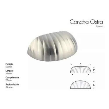 Imagem de Puxador Concha Ostra 64Mm Cromado - Gruppa