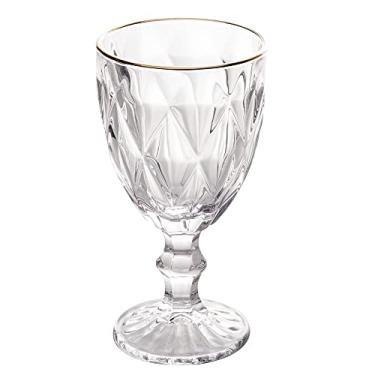 Imagem de Lyor Diamond Conjunto 6 Taças para Água de Vidro, Transparente/Dourado, 325 ml