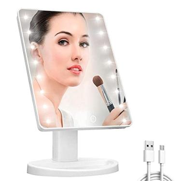 Imagem de Espelho De Bancada Mesa Com Led Portátil Maquiagem Camarim Articulado USB