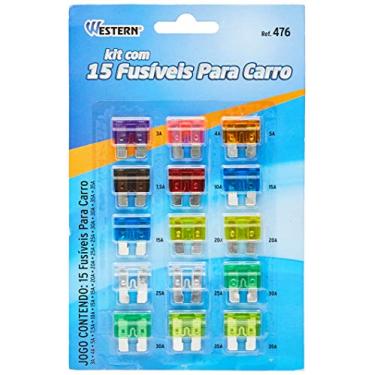 Imagem de Kit De 15 Fusíveis Auto Western Kit De 15 Fusíveis Auto Violeta, Rosa, Laranja, Marrom, Vermelho, Azul, Amarelo, Cristal, Verde E Verde Claro