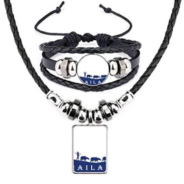 Imagem de Conjunto de joias de colar de couro da Tailândia Cultura alfandegária Reino da Tailândia