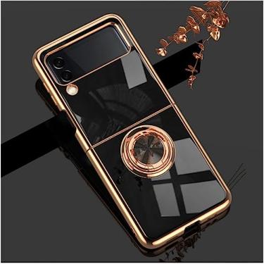 Imagem de Para Samsung Galaxy Z Flip 3 Flip 4 Cartoon Astronaut Ring Holder Phone Case for Galaxy Z Flip4 Flip3 Solid Color Plating Cover, Z6, For Z Flip 4