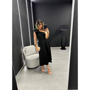 Imagem de Vestido Soltinho Midi Elegante em Linho Verão Confortável