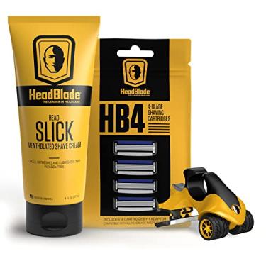 Imagem de Pacote básico de barbear masculino ATX Head Shaving com 227 g HeadSlick Creme, lâmina ou refil
