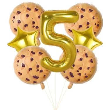 Imagem de Chocolate Chip Cookie Party Decorations, 7pcs Cookies Birthday Number Foil Balloon for Milk and Cookies 5th Birthday Party Supplies (5th)