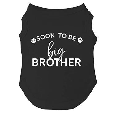 Imagem de Camiseta Soon to Be Big Brother | Sem mangas | Anúncio de gravidez | Novo bebê | Revelação de gênero | Sessão de fotos (preta, 4GG 52)