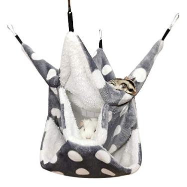 Imagem de LEFTSTARER Rede de três camadas, rede de gaiola para animais de estimação, acessórios para gaiola de açúcar, roupa de cama de hamster para animais pequenos para chinchila, papagaio, furões, ratos, brincando dormindo (cinza)