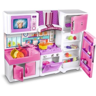 Imagem de Cozinha Infantil 85 Cm - Fogão Microndas Geladeira Pia - Rosa - Tk Toy