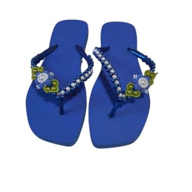 Imagem de Chinelos Personalizados Com Pérolas Típico Clima Tropical Havaiano Os Chinelos BDC foram desenvolvidos com solado macio e flexível confeccionado em 100% borracha SBR