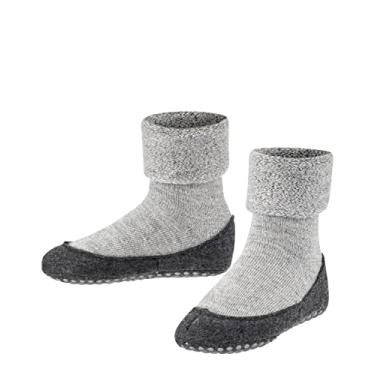 Imagem de FALKE Meias infantis unissex Cosyshoe, lã merino, aderências, 1 par, Cinza (cinza claro 3400), 8-9 Little Kid