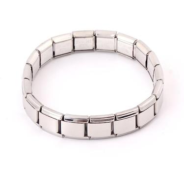Imagem de RINHOO Pulseira italiana de 9 mm para iniciantes com berloque italiano, elos modulares de aço inoxidável entrelaçados, quadrados, prata, Medium, Aço inoxidável, Sem Pedra Preciosa