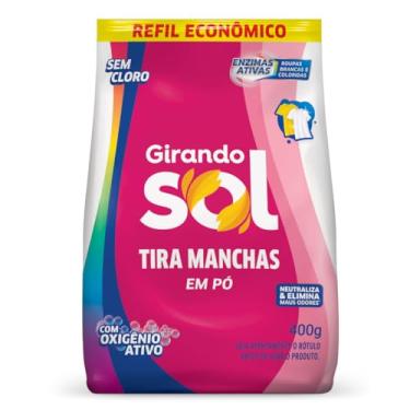 Imagem de Tira Manchas Em Pó Sem Cloro Sachê Girando Sol 400G, Sabão Em Pó Tira Manchas, Rosa, Poderoso Contra As Manchas Mais Difíceis, Branco Mais Branco, Colorido Mais Vivo, Sua Casa Merece O Melhor Cuidado
