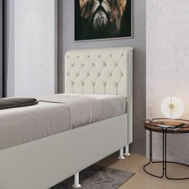 Imagem de Cabeceira Estofada Decorativa Bellatrix 90 para Cama de Solteiro Couro
