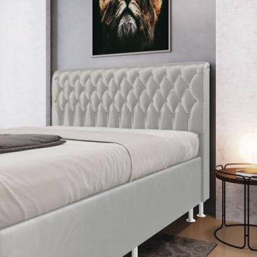 Imagem de Cabeceira Bellatrix 140 Casal N-023 Veludo Cinza Claro Aradecor, Cinza