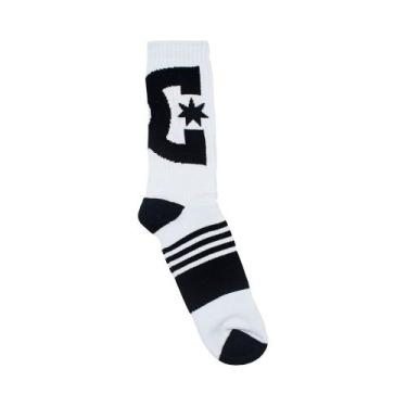 Imagem de Meia DC Shoes Cano Alto Branco e Preto, UNICO