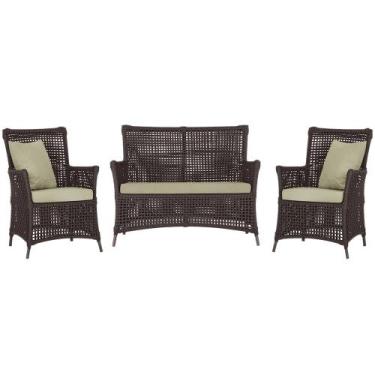 Imagem de Jogo Sofá e 2 Poltronas de Área Igapó Alumínio Pintura Marrom Corda Ná