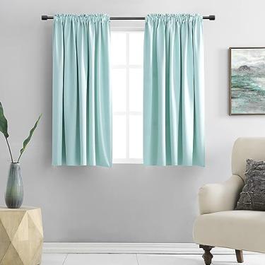 Imagem de DONREN Cortinas de cortina Aqua Color para quarto - Cortinas blackout com isolamento térmico para escurecimento de varão para sala de estar (106 x 113 cm, 2 painéis)