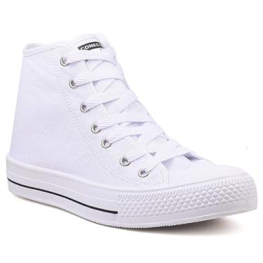 Imagem de Botinha Feminina CM Star Cano Alto Preta Branca Ou Vermelha Estilo Retro Skate School (Bco, BR, Adulto, Faixa Numérico, 39, 40)