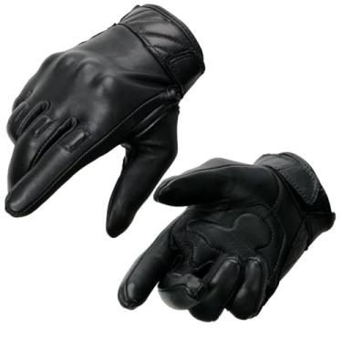 Imagem de Milwaukee Leather MG7521 Luvas masculinas de couro preto com palma de gel e protetores de articulação - Grande