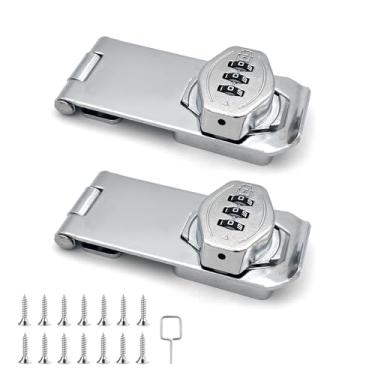 Imagem de Fechaduras de ferrolho rotativo com senha de gabinete, trava de combinação sem chave de 10 cm para armários, portões, portas, armários e mais (prata)