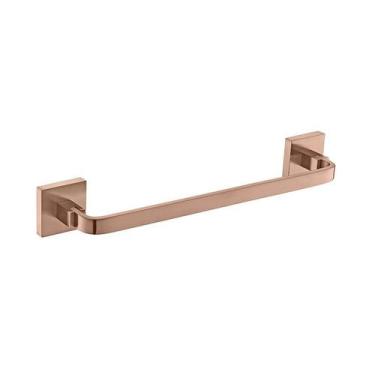 Imagem de Porta Toalha De Rosto Barra 30 cm - Quadrado Em Latão Rose Gold Fosco 