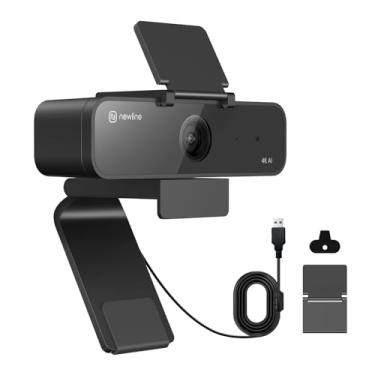Imagem de N newline Webcam 4K para PC, webcam USB com microfone com 3 modos AI, controle de gestos, foco automático, ângulo amplo de 95°, webcam de PC com zoom para chamadas de vídeo, reuniões, jogos