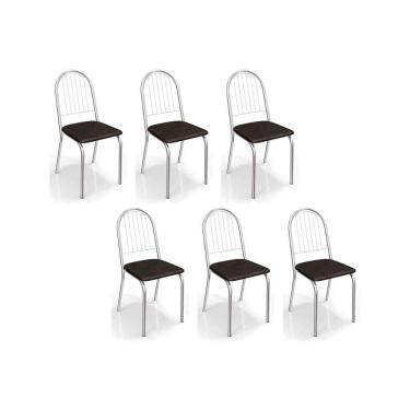 Imagem de Kit 6 Cadeiras Sala Jantar Noruega C077 6 Un Cromada/Preto 110 - Kappesberg