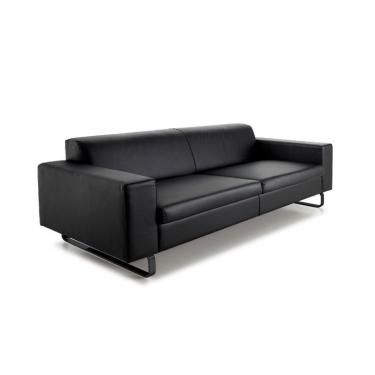 Imagem de Sofá 3 Lugares Otto Revestimento Sintético Preto 215 cm