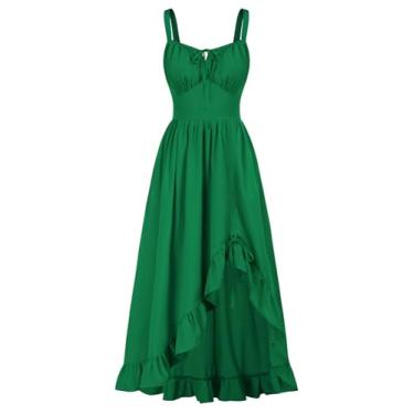 Imagem de Vestido espartilho feminino Scarlet Darkness, fantasia renascentista Cottagecore, vestido de verão Milkmaid, vestido medieval, verde 2GG, Verde, XGG