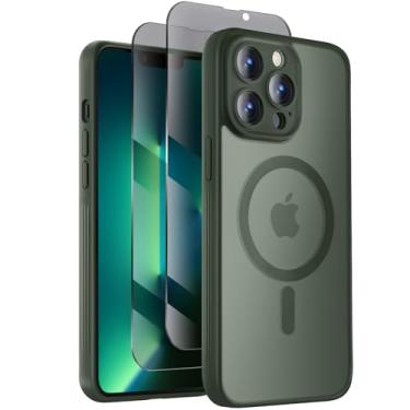 Imagem de Symcele Capa projetada para iPhone 13 Pro Max, compatível com MagSafe, com protetores de tela de privacidade X2, [proteção da câmera] [proteção contra quedas militares] capa de telefone à prova de