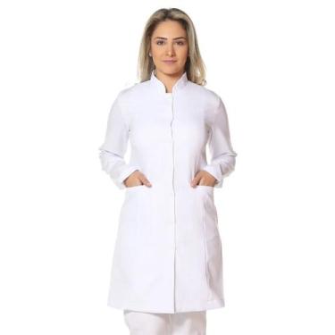 Imagem de Jaleco Feminino Manga Longa Gabardine Acinturado Gola Padre - Demorgan