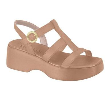 Imagem de Sandália Papete Moleca Flatform Anabela Tratorada 5503101, Nude, 38