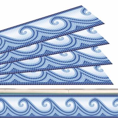 Imagem de Kit 12 Adesivos Borda Piscina Mosaico Ondas Do Mar 100x20cm - Resitank